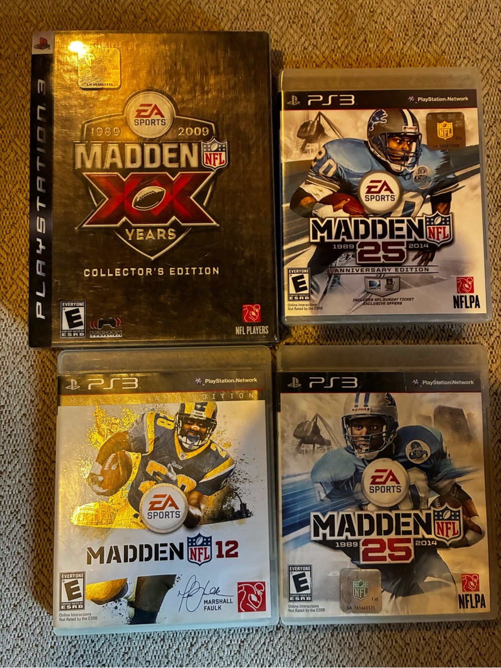PS3 Madden 12, 25, 25, & XX Hall Of Fame Edition Games Pack